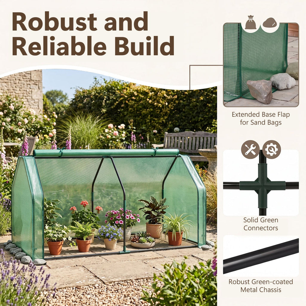Portable Mini Greenhouse with PE Cover and Roll-Up Door