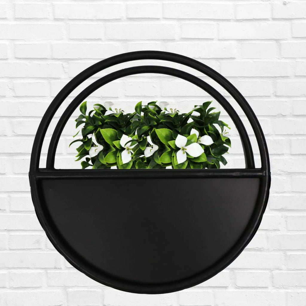 Floating Half Moon Metal Wall Planter – Onyx Black 45cm