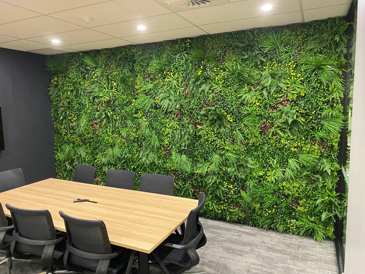Country Fern Artificial Vertical Garden Green Wall Panel 40×40in 11 SQ FT – UV Resistant – Commercial Grade