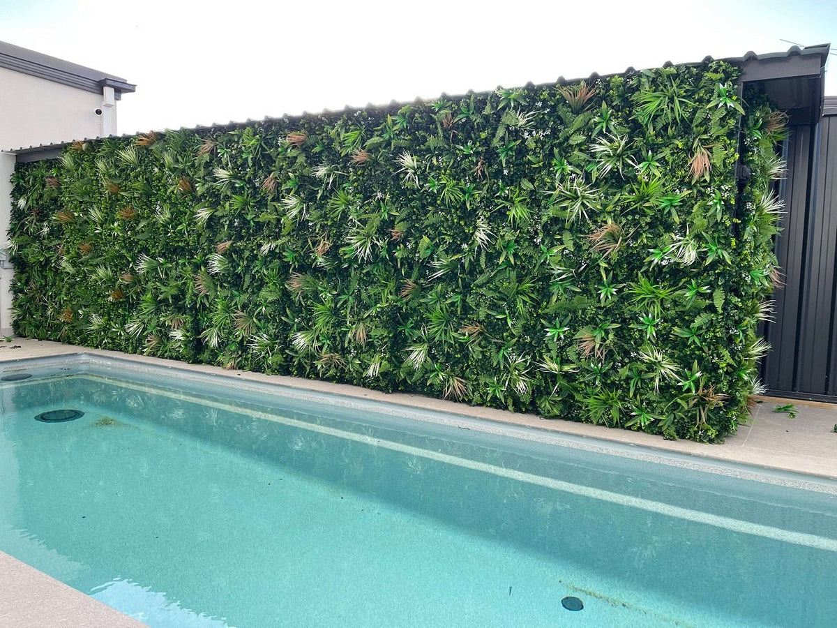 Wild Tropics Artificial Vertical Garden Green Wall Panel 40×40in 11 SQ FT – UV Resistant – Commercial Grade