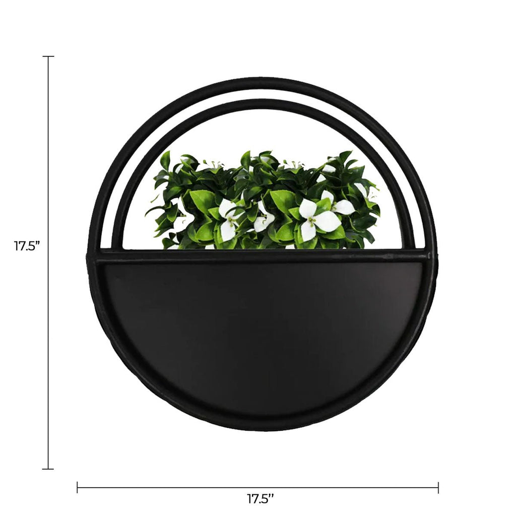 Floating Half Moon Metal Wall Planter – Onyx Black 45cm