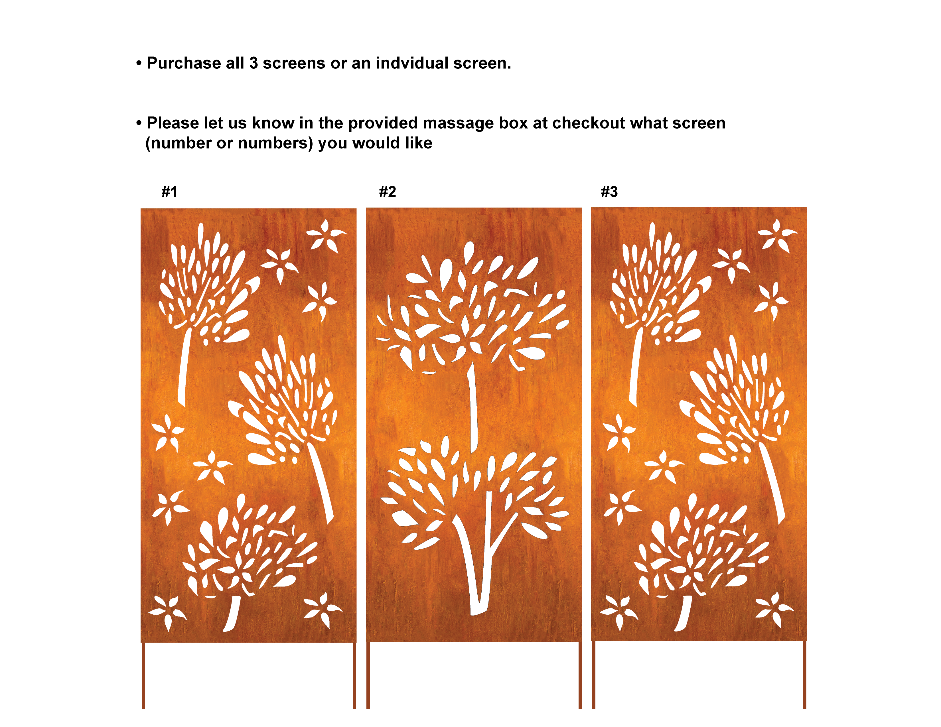 Privacy Screens Outdoor or Large Metal Wall Art (46" Inch)