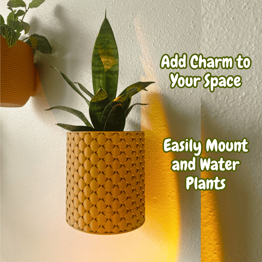 Quilted Design Wall Planter with Hidden Drip Tray | Wall Planter with Mounting Kit | Premium Collection Quilted Design
