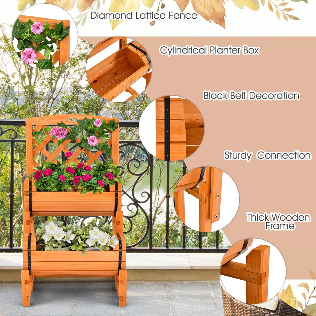 2-Tier Raised Garden Bed with Trellis and Planter Boxes