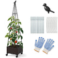 Raised Garden Bed Adjustable with Plant Box and Trellis with Lockable Wheels