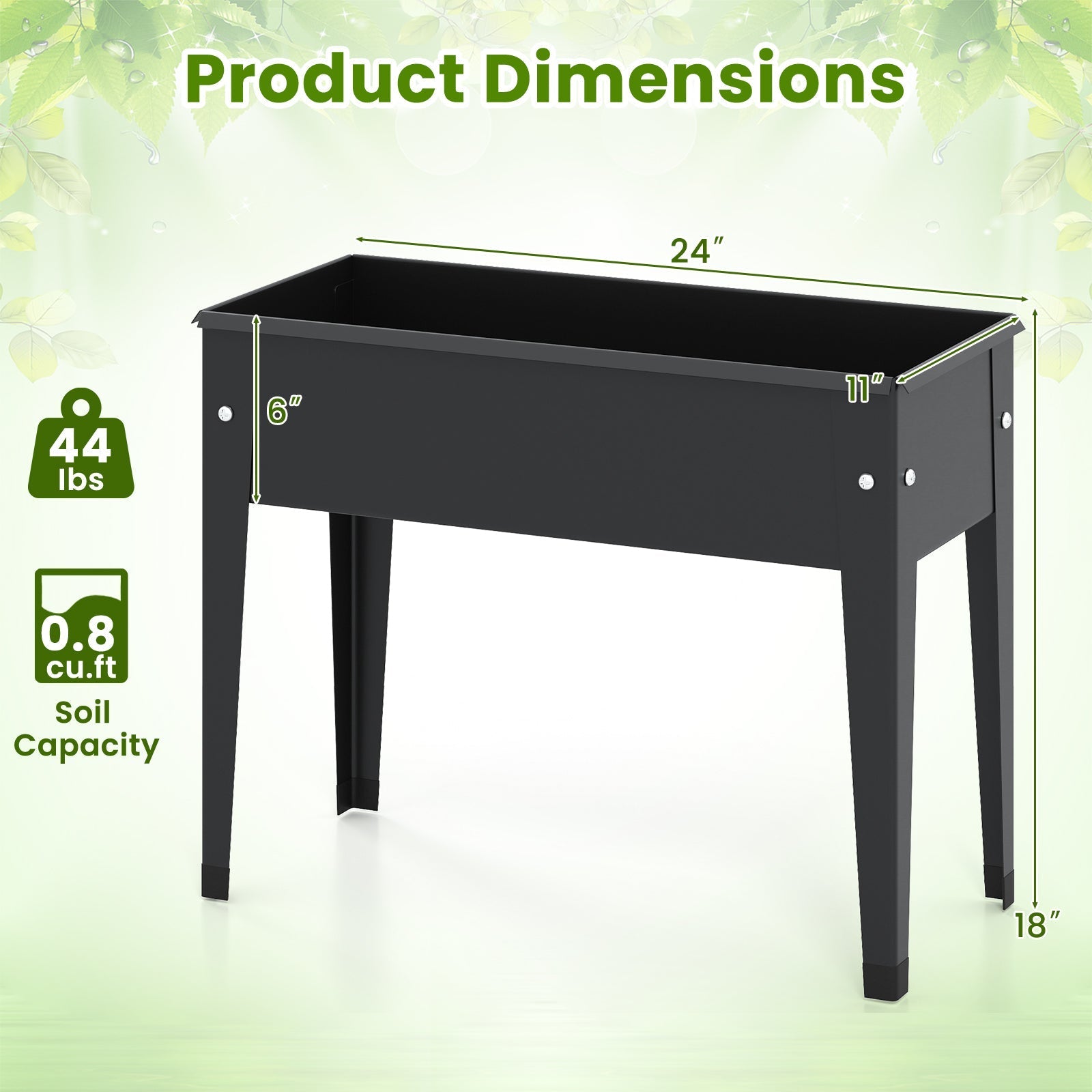 Raised Garden Bed Elevated Metal Planter Box with Legs Drainage Holes
