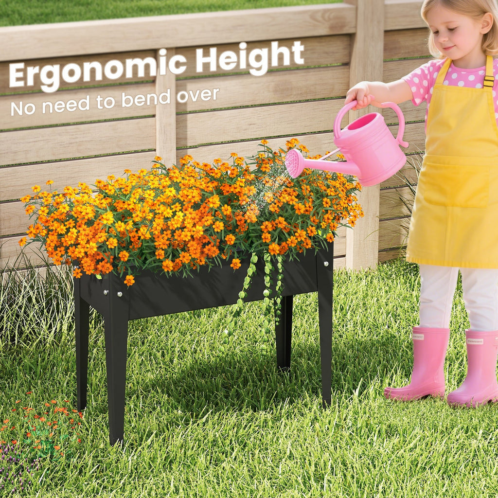 Raised Garden Bed Elevated Metal Planter Box with Legs Drainage Holes