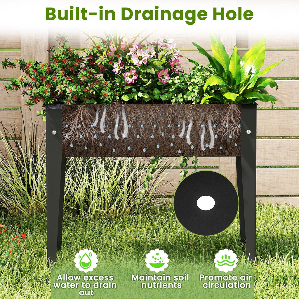 Raised Garden Bed Elevated Metal Planter Box with Legs Drainage Holes