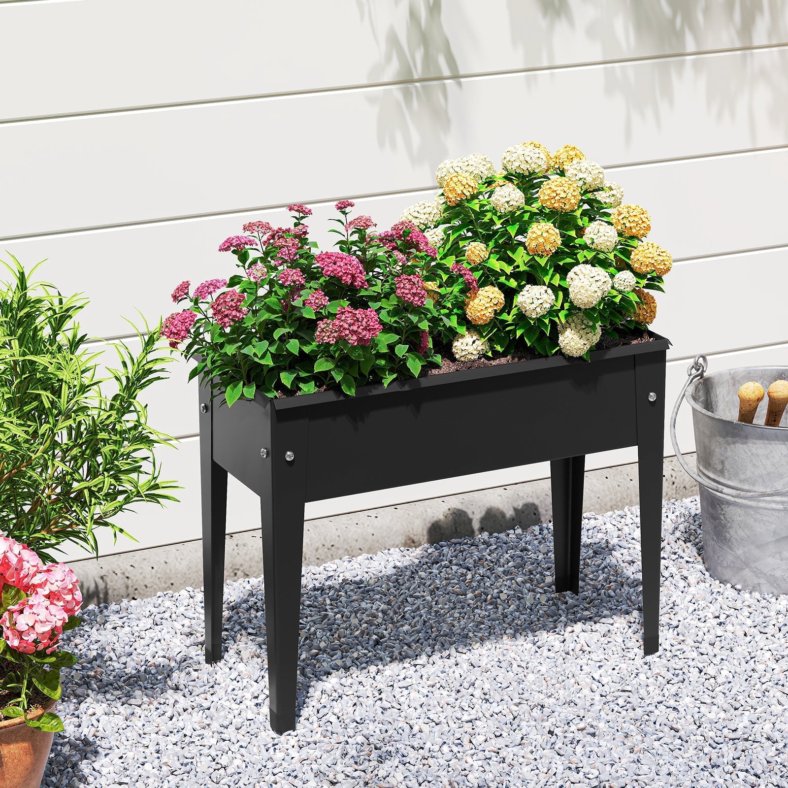 Raised Garden Bed Elevated Metal Planter Box with Legs Drainage Holes