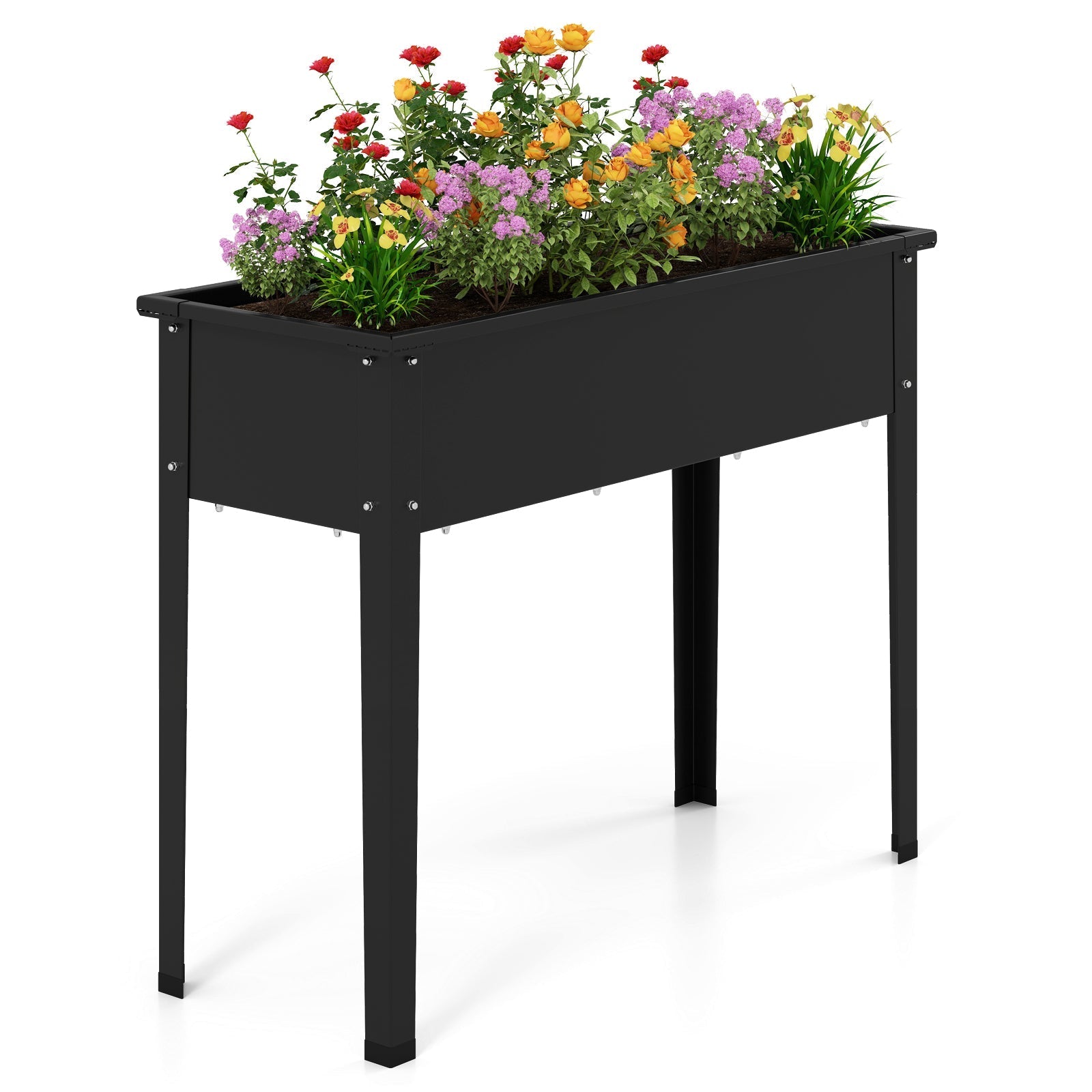Raised Garden Bed Elevated Metal Planter Box with Legs Drainage Holes