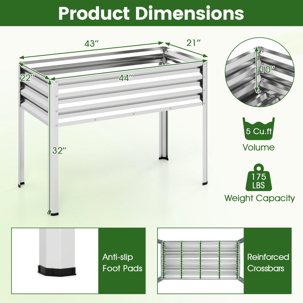Raised Garden Bed Set of 2 Electro-Coating Metal Large Elevated Planter Box
