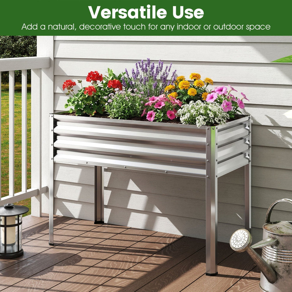 Raised Garden Bed Set of 2 Electro-Coating Metal Large Elevated Planter Box