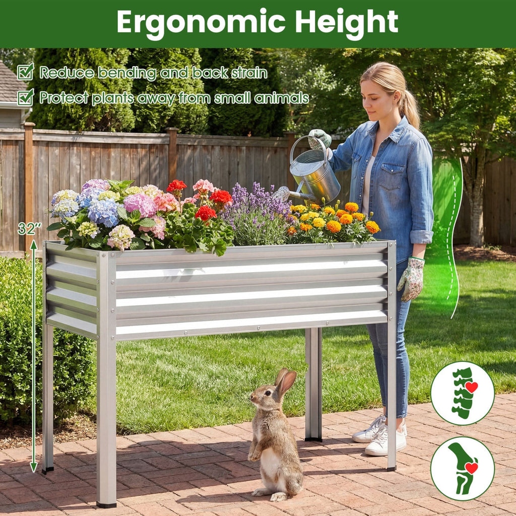 Raised Garden Bed Set of 2 Electro-Coating Metal Large Elevated Planter Box