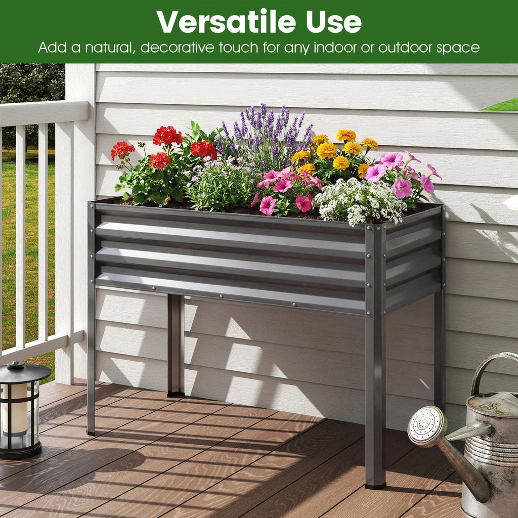Raised Garden Bed Set of 2 Electro-Coating Metal Large Elevated Planter Box