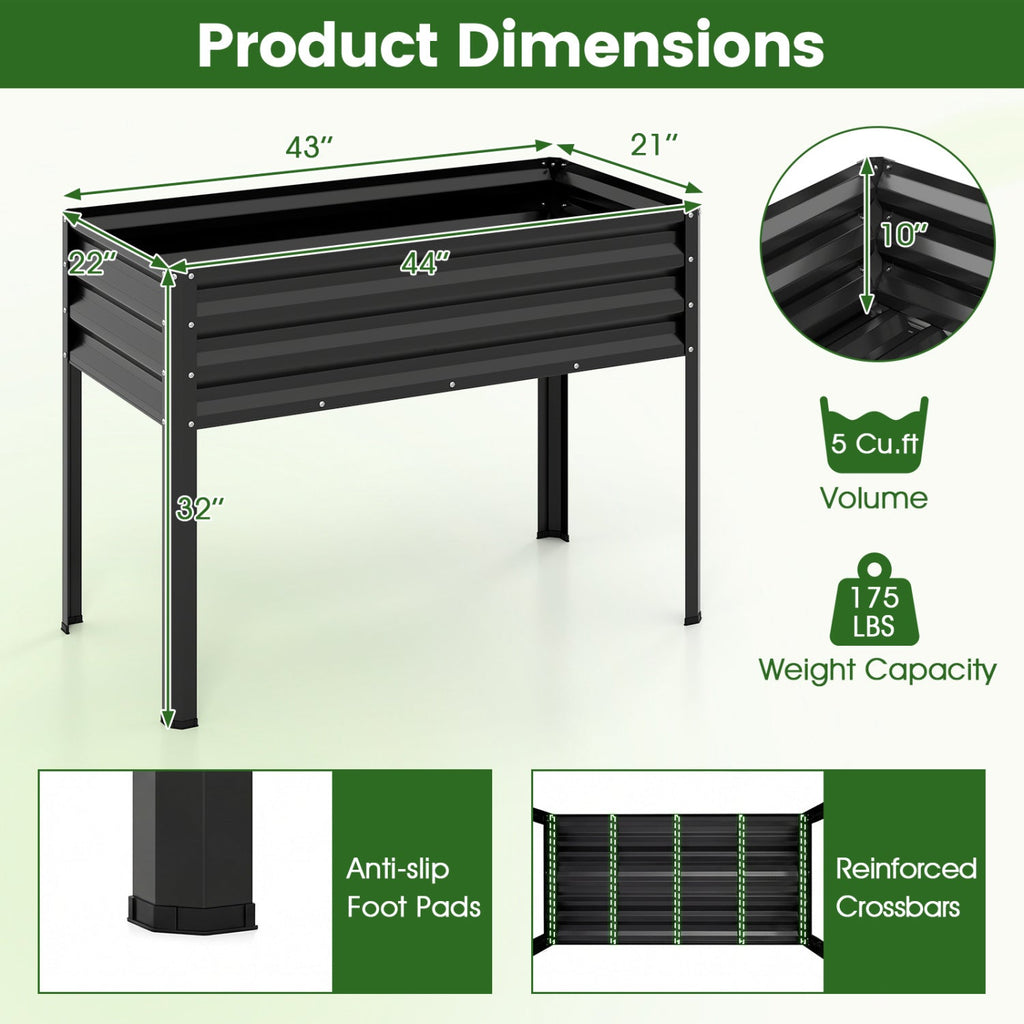 Raised Garden Bed Set of 2 Electro-Coating Metal Large Elevated Planter Box