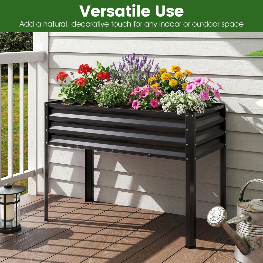 Raised Garden Bed Set of 2 Electro-Coating Metal Large Elevated Planter Box