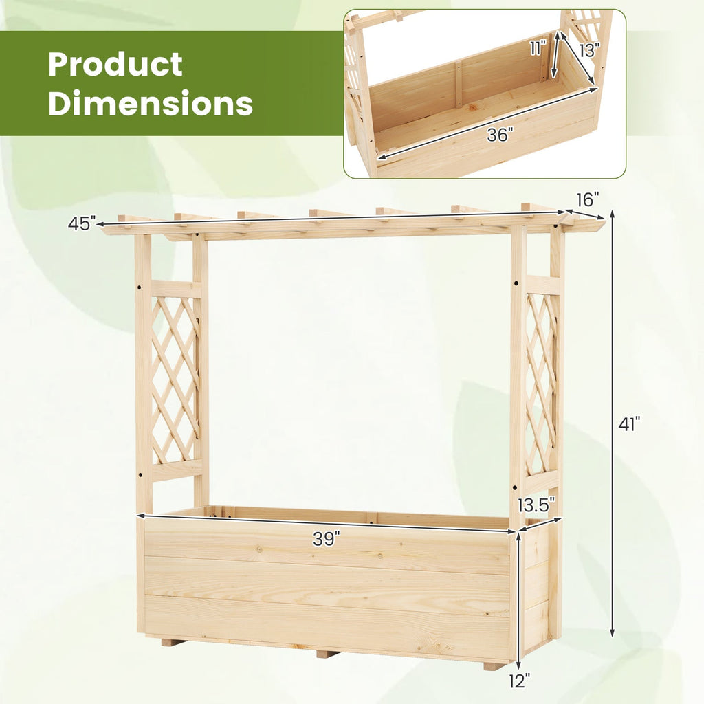 Raised Garden Bed Wooden Elevated Planter Box with Hanging Roof-L