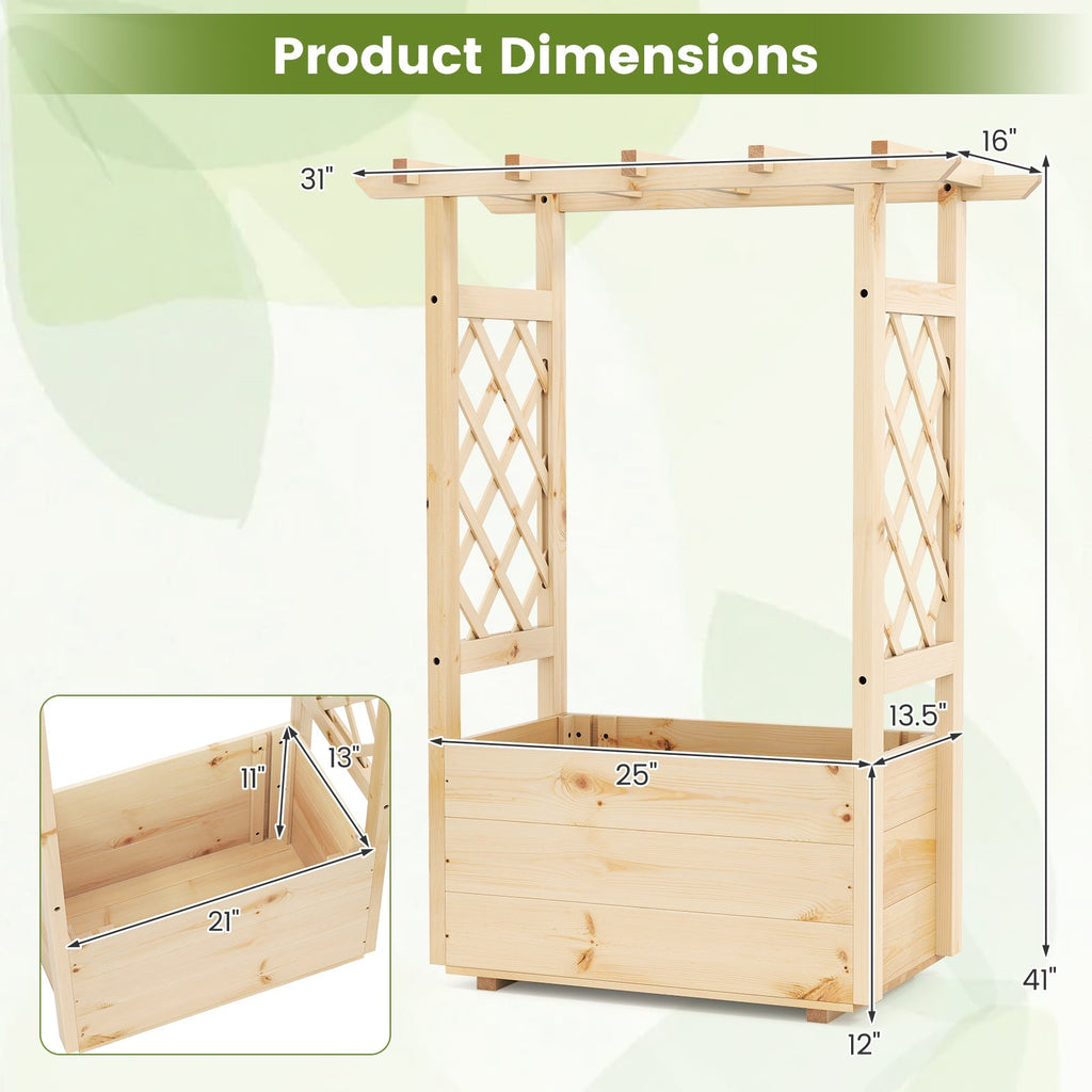 Raised Garden Bed Wooden Elevated Planter Box with Hanging Roof-S