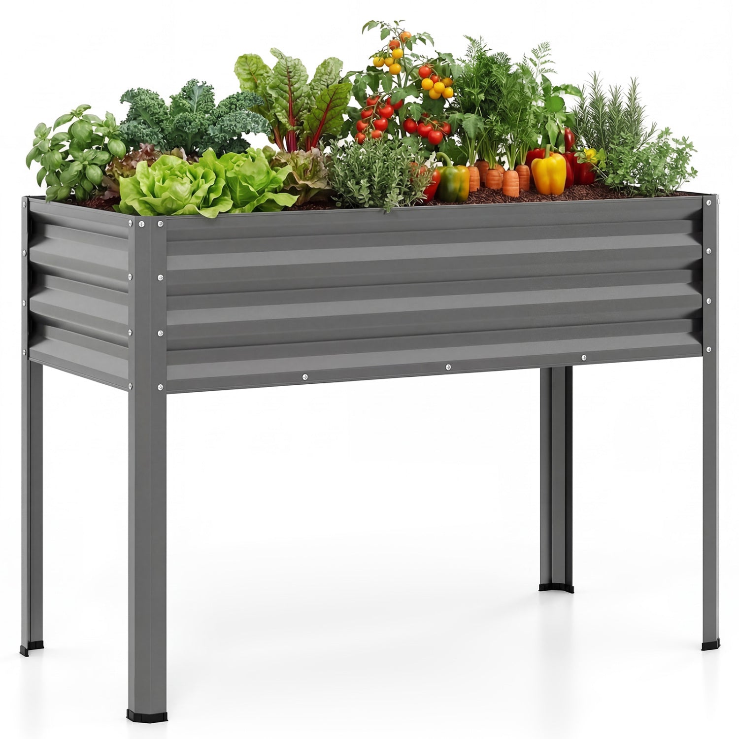 Raised Garden Bed with Legs Electro-Coating Metal Large Elevated Planter Box