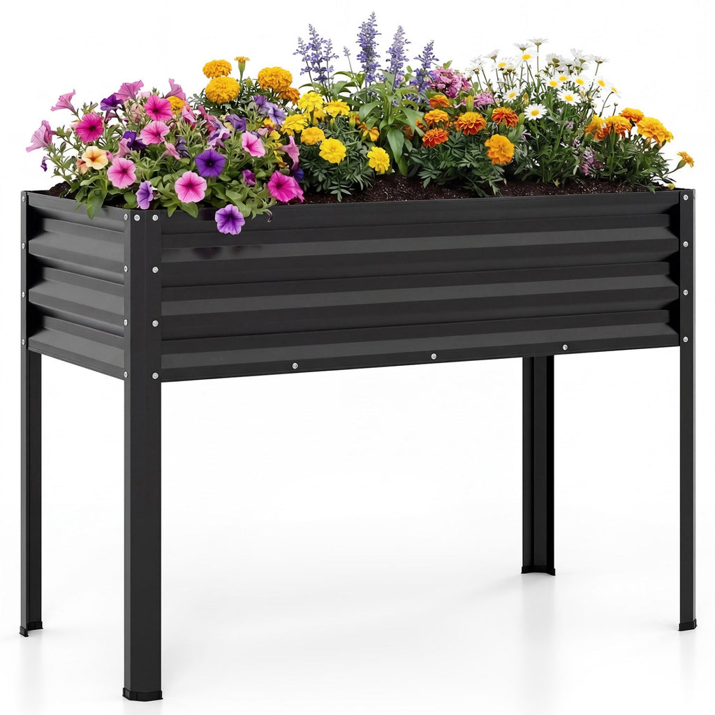 Raised Garden Bed with Legs Electro-Coating Metal Large Elevated Planter Box