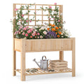 Raised Garden Bed with Trellis Wooden Elevated Planter Box with Legs