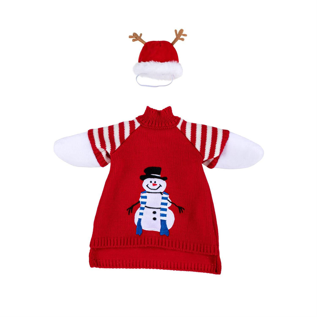 Red Snowman Sweater & Antler Hat Outfit for 21-Inch Porch Goose