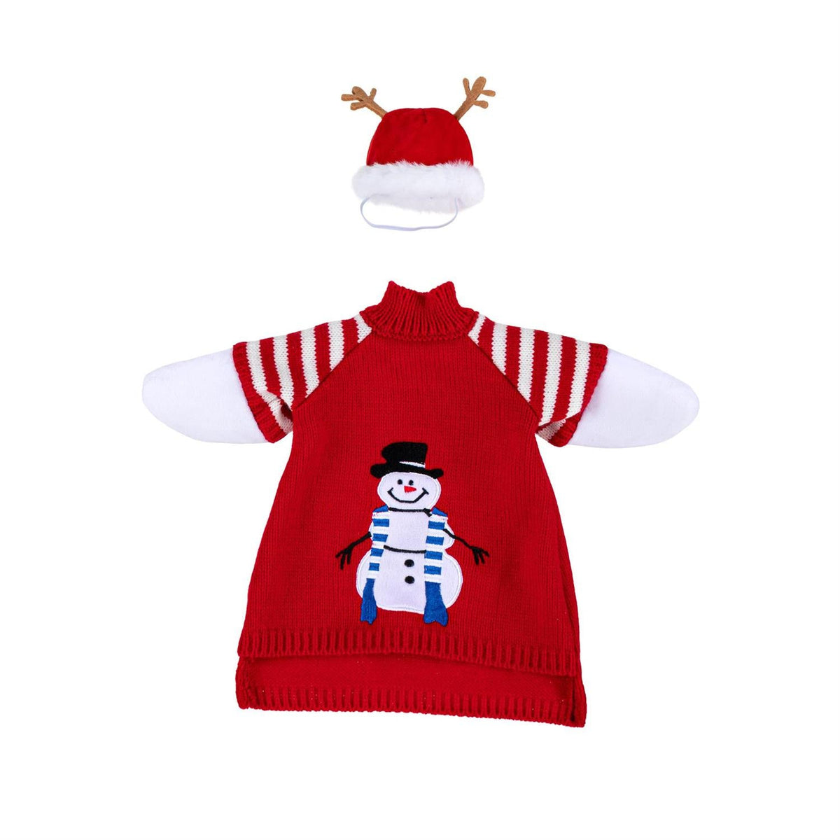 Red Snowman Sweater & Antler Hat Outfit for 21-Inch Porch Goose