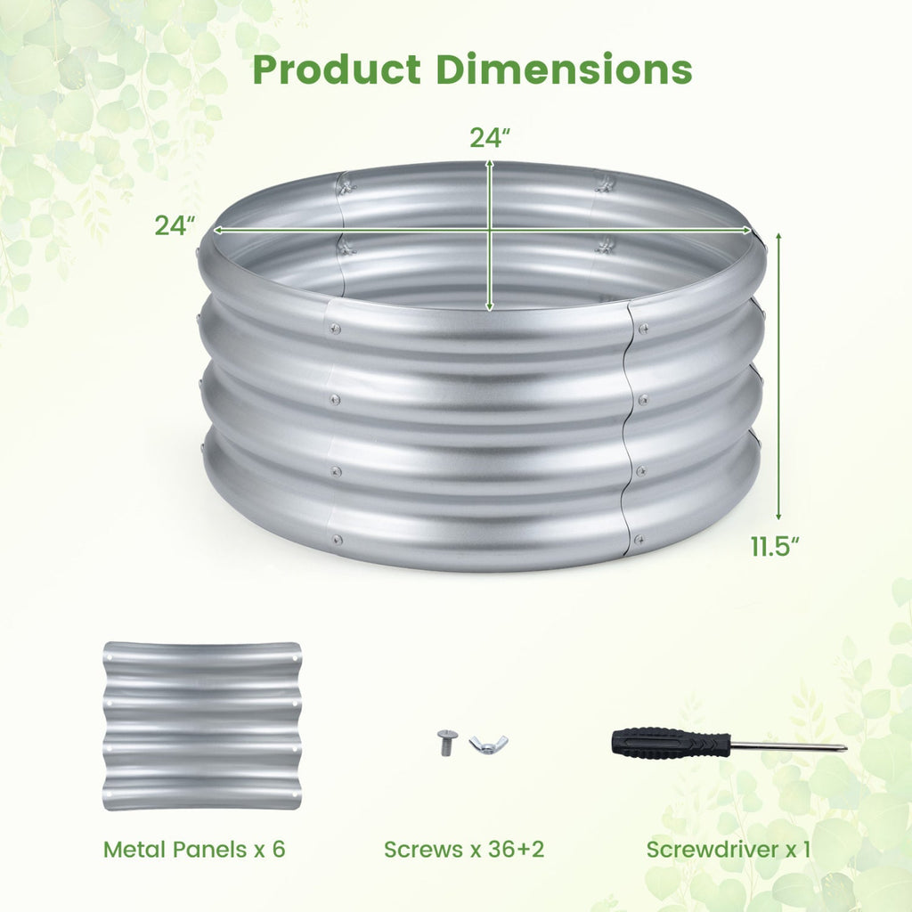 Round Galvanized Raised Garden Bed with Open-Ended Base