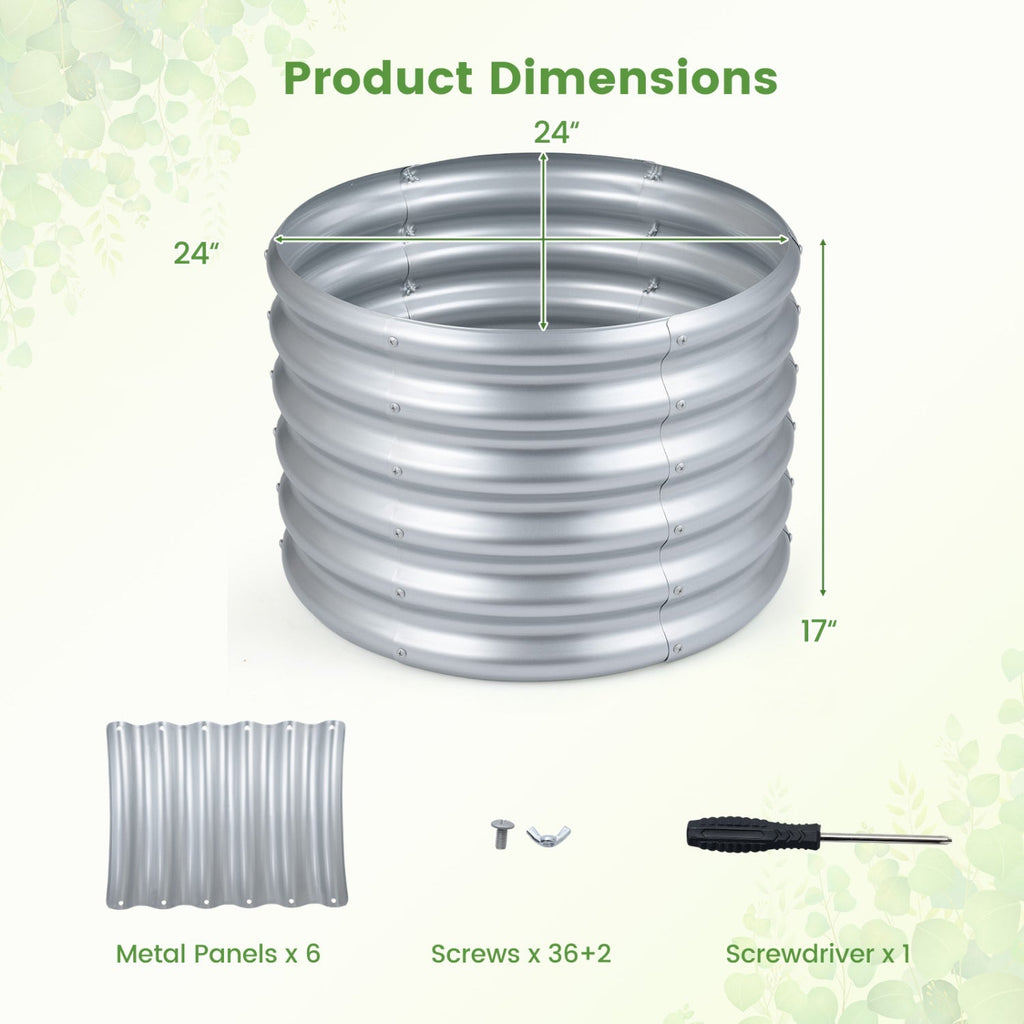 Round Galvanized Raised Garden Bed with Open-Ended Base