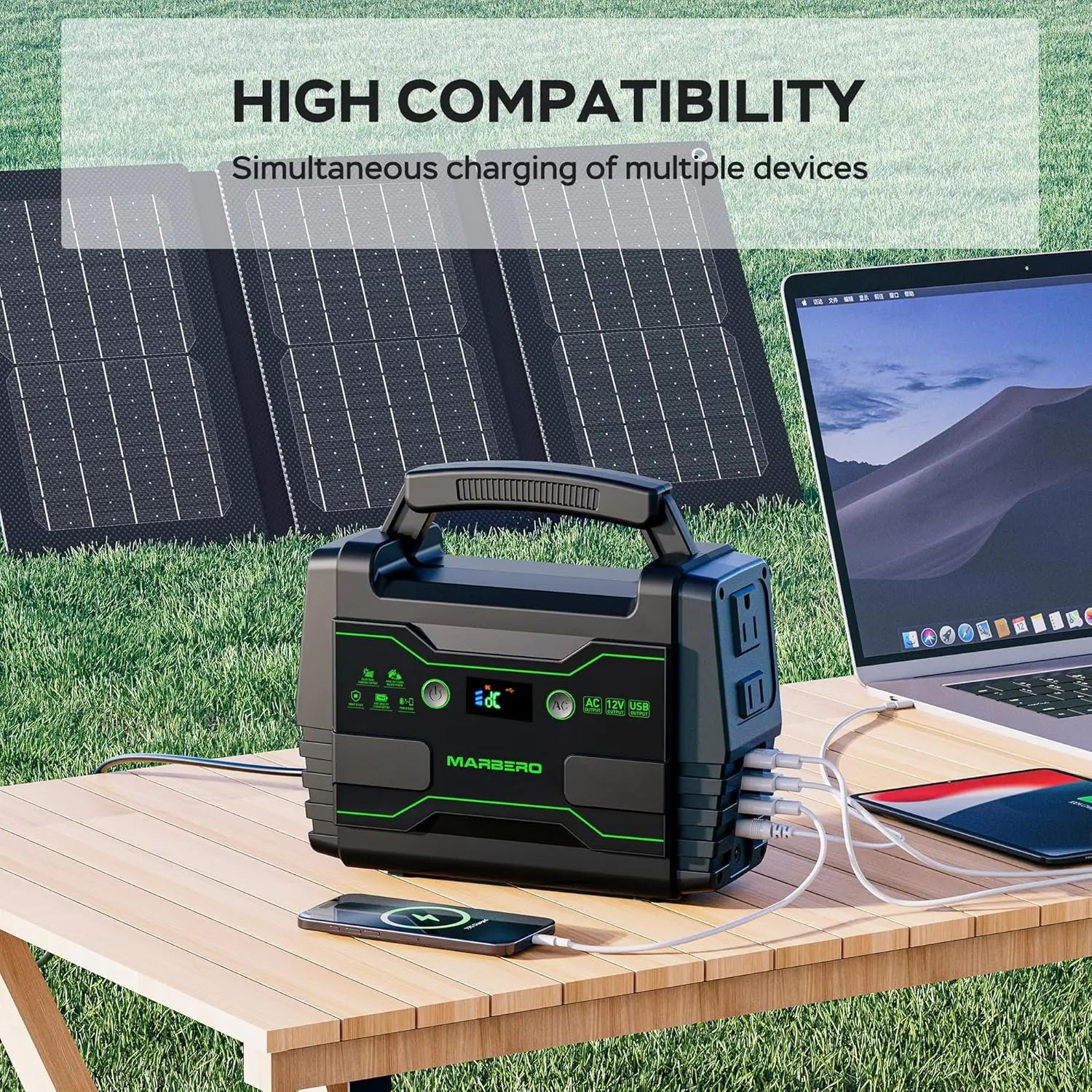 155Wh Portable Solar Generator 30W Panel 2 AC QC3.0 USB Camping RV Home Backup