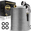 Lefree Garden Hose 25ft-100ft, Metal Garden Hose with Nozzle, Leak Proof Water Hose, 3/4" Fittings Metal Hose for Yard, Flexible