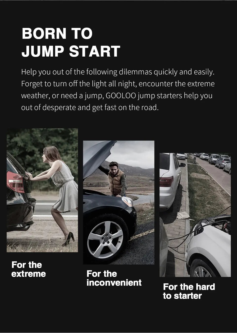 GOOLOO 4000A 12V Charger External Battery Booster 24000mah Car Jump Starter Car Battery PD100W Fast Charging Portable Power Bank