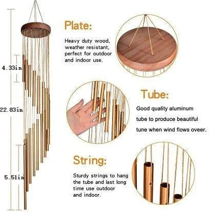 12-Tube Aluminum Wind Chimes for Garden and Patio