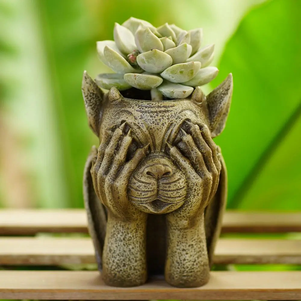 DecorBites™ Gargoyle Resin Vase Sculpture: Unique Home & Garden Decor Accessory
