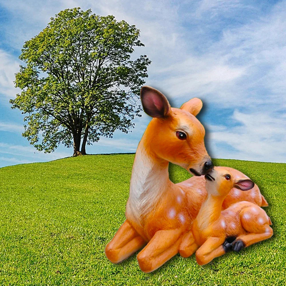 Garden Animal Deer Statues Realistic Sculpture Mothers Love Doe and Fawn  Buck Stag Reindeer Outdoor Garden Yard Lawn Ornaments