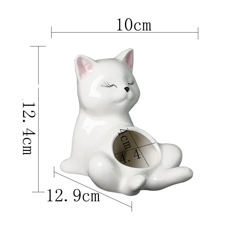 DecorBites™ Cartoon Kitten Ceramic Flowerpot Succulent Cat Plant Pot Garden Decor