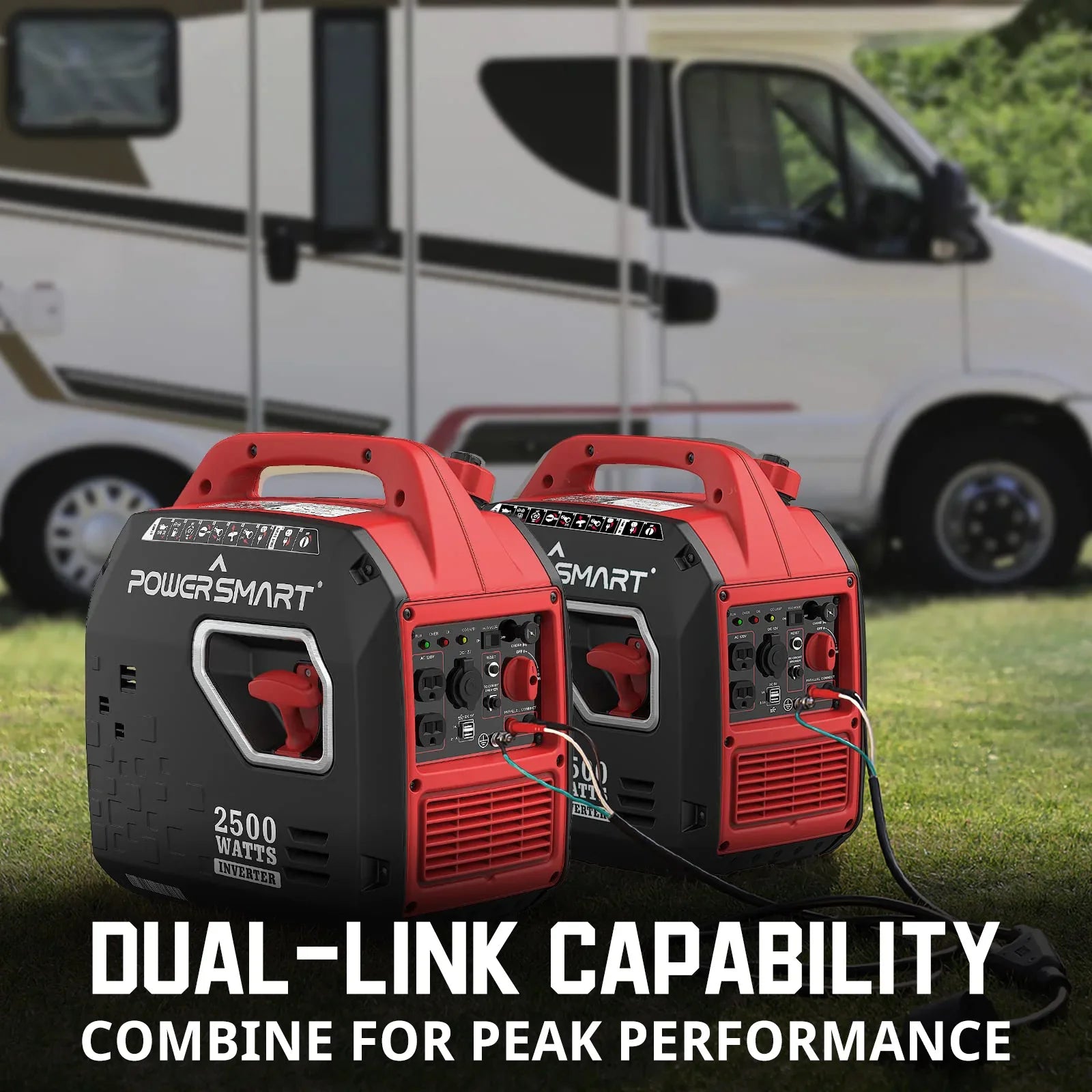 2500W Portable Inverter Generator Quiet Gas-Powered RV Home Backup with CO Safety