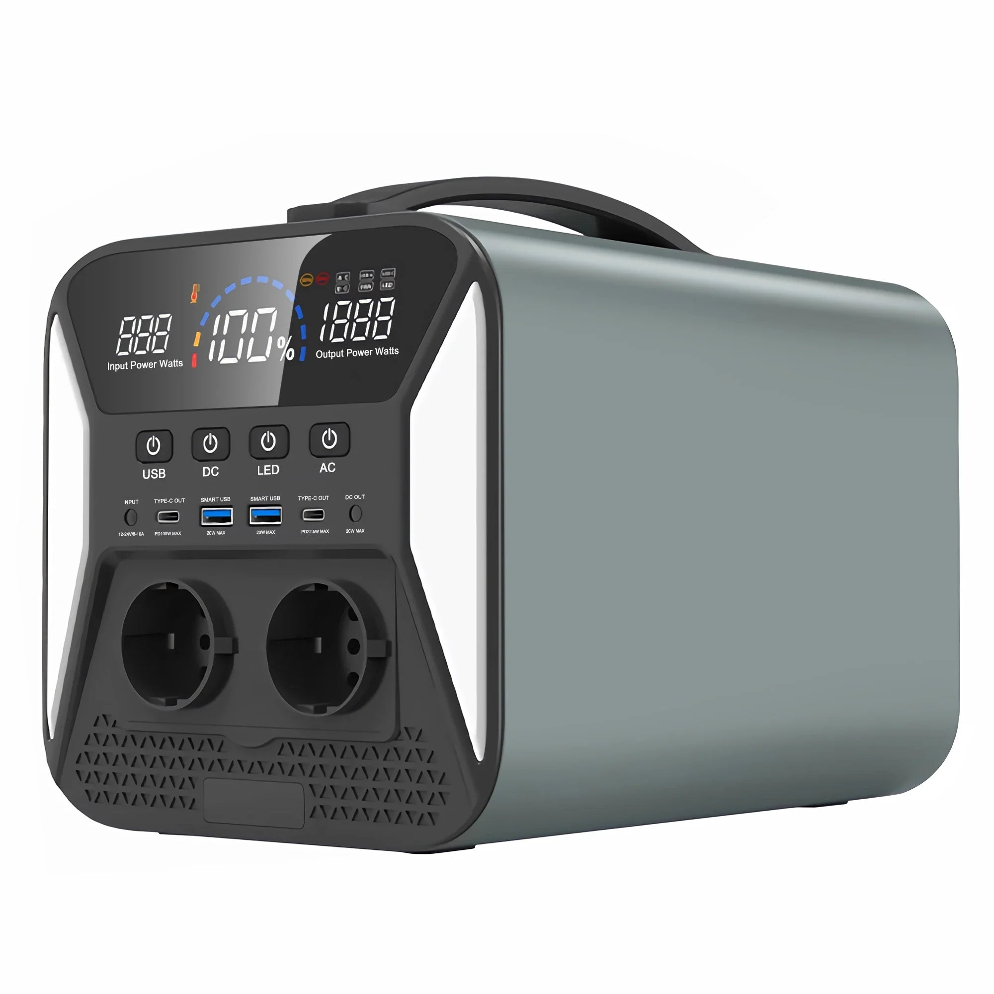 2400W Portable Power Station 1024Wh LiFePO4 Battery Solar Generator Emergency Use