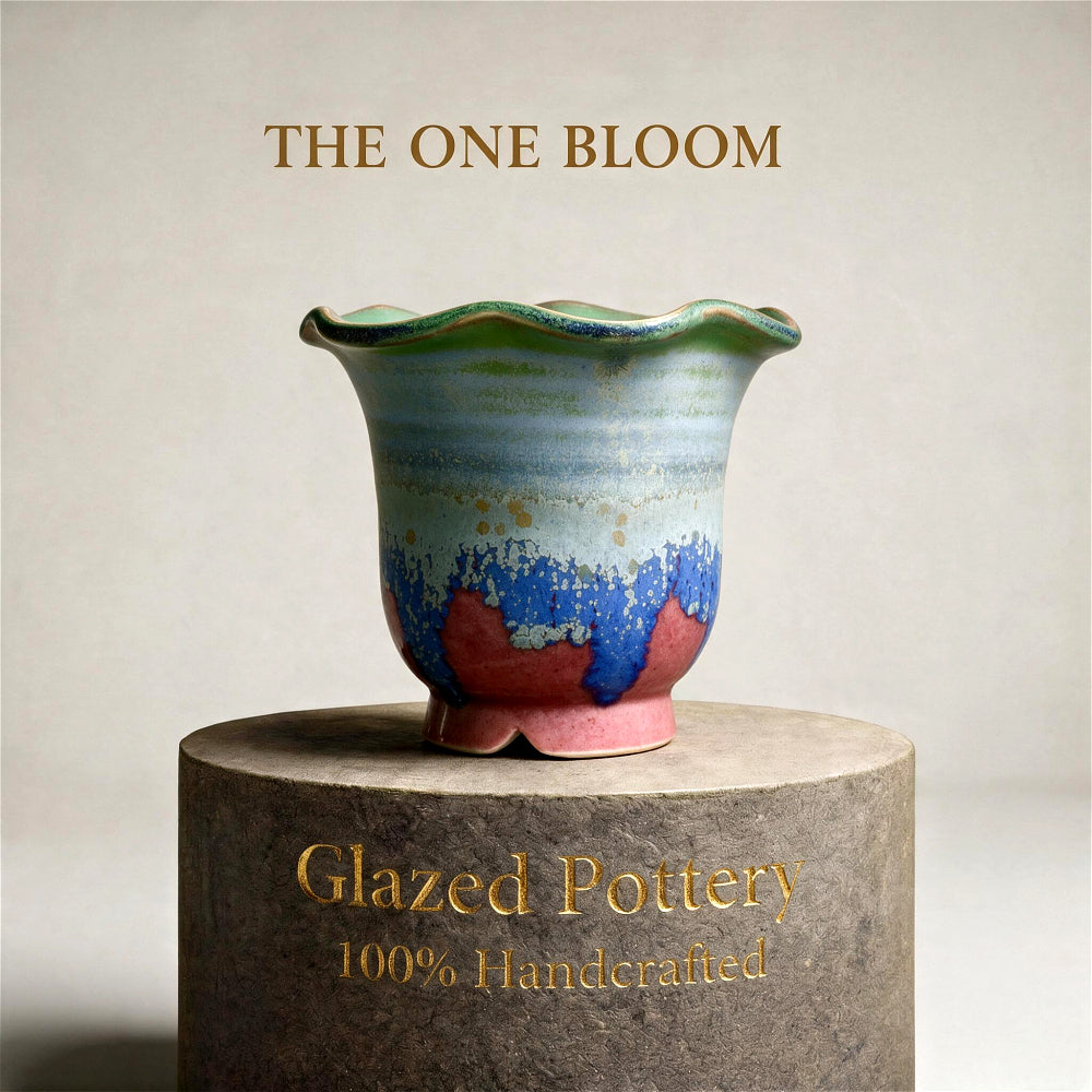 SC-0016 Handmade Artisan Pottery Planter Pot - Pot Rim Diameter: 2.1"