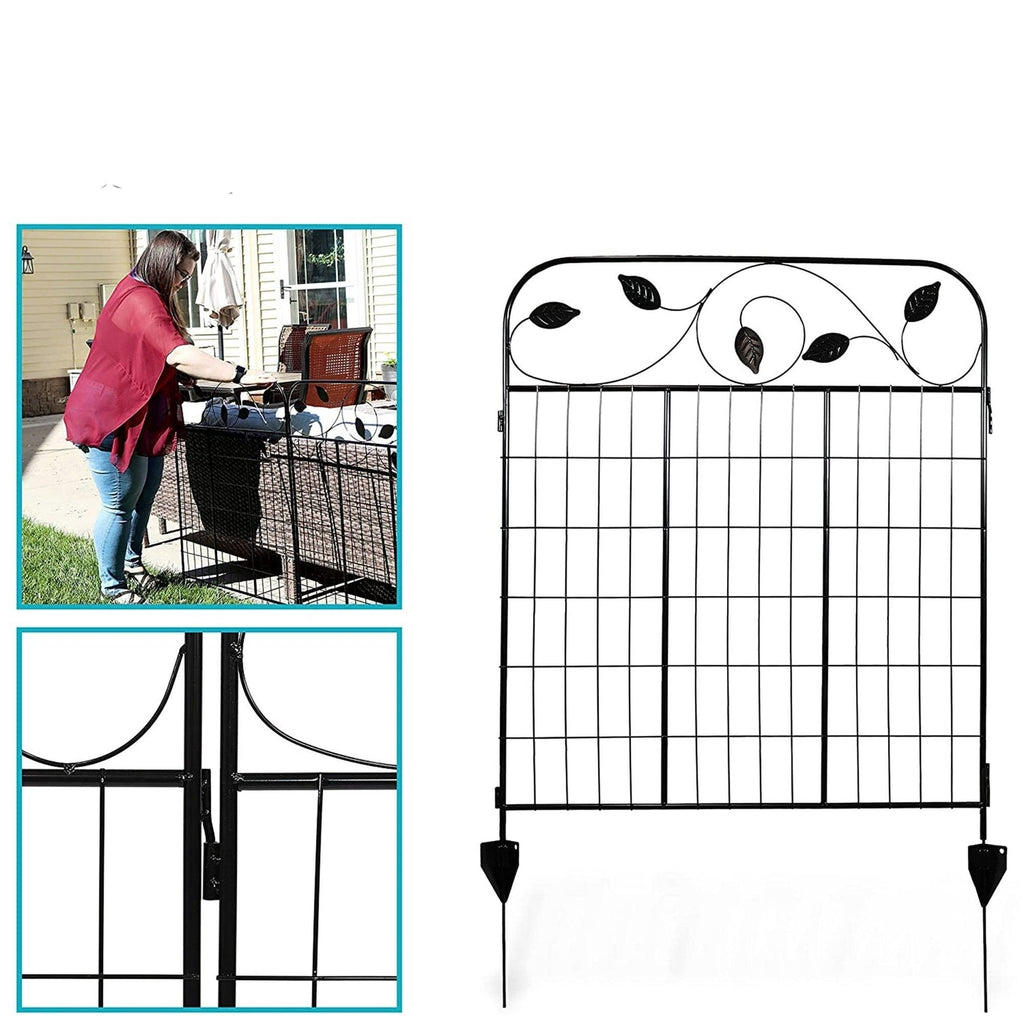4 Pack Steel Foldable Garden Fence Floral Staked Trellis Panel Animal Barrier