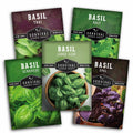 5 Basil Seed Collection – Genovese, Holy (Tulsi), Large Leaf, Opal & Thai Basil Seeds for Culinary and Herbal Gardens