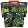 Greens Seeds Collection – 5 Heirloom Leafy Superfoods for Year-Round Growing Indoors or Outdoors