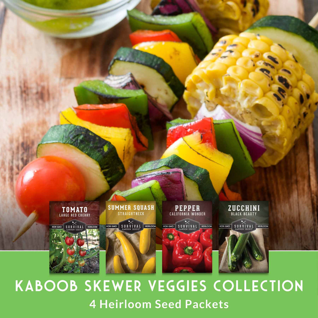 Kabob Skewer Vegetable Seed Collection – 4 Heirloom Grilling Favorites for Fresh, Flavorful Summer Cooking