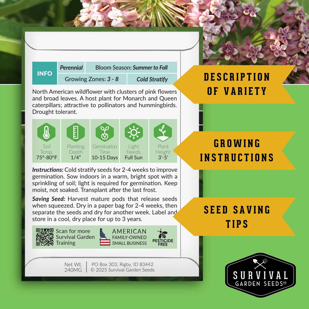 Milkweed Seed Collection – Common, Butterfly, and Rose Milkweed for Monarch Support