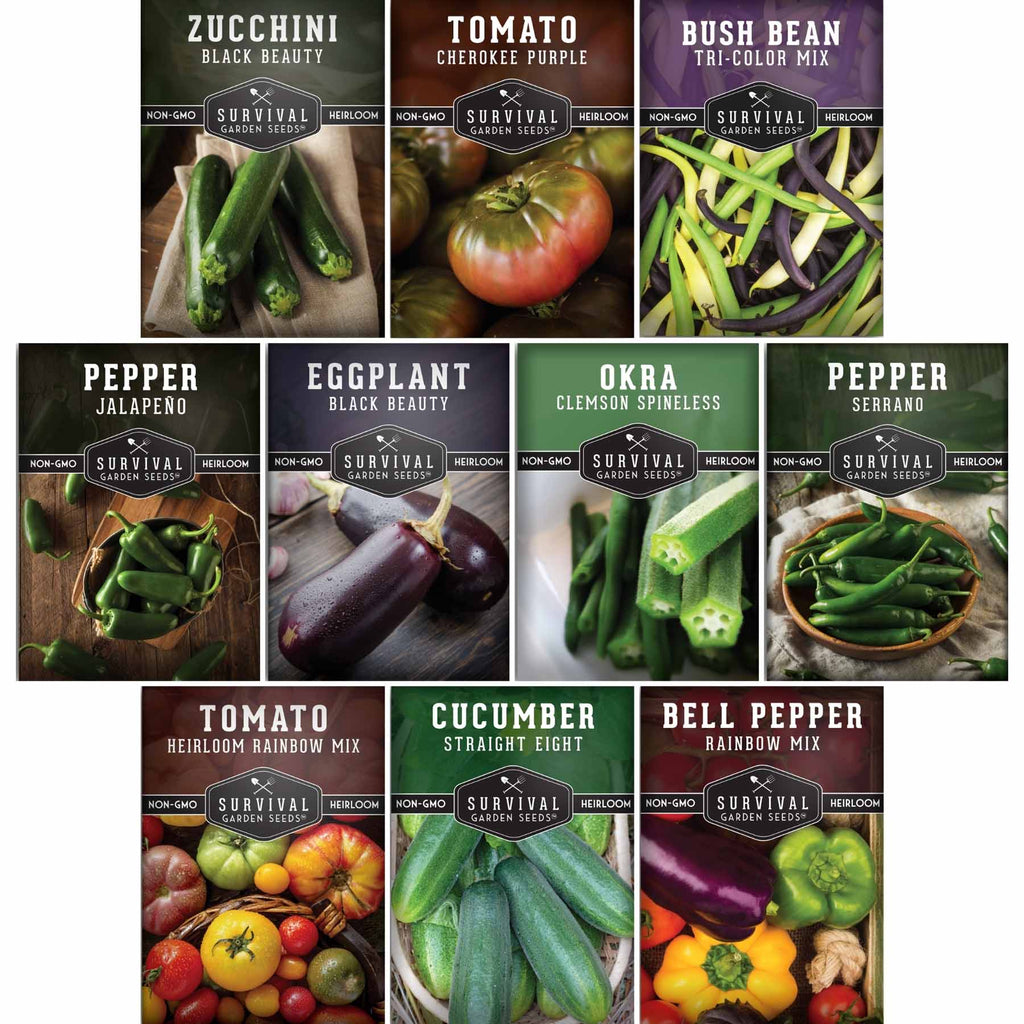 Summer Vegetable Seed Collection – Easy-Growing Tomatoes, Peppers, Beans, Cucumbers, Eggplant & Zucchini