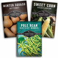 Three Sisters Seed Collection – Heirloom Corn, Pole Beans & Butternut Squash for Companion Planting