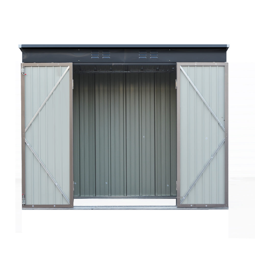NNEDSZ Garden Shed 2.31x1.31M Sheds Outdoor Storage Tool Metal Workshop Shelter Double Door