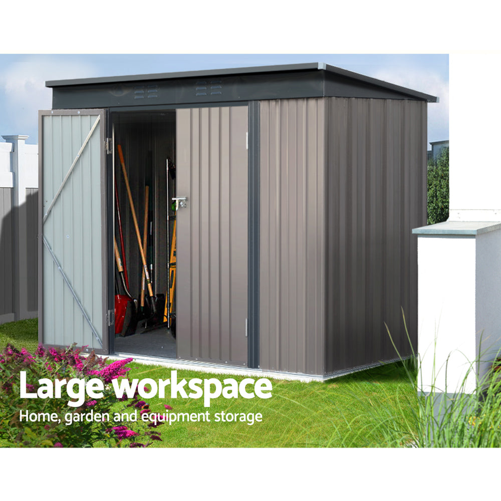NNEDSZ Garden Shed 2.31x1.31M Sheds Outdoor Storage Tool Metal Workshop Shelter Double Door