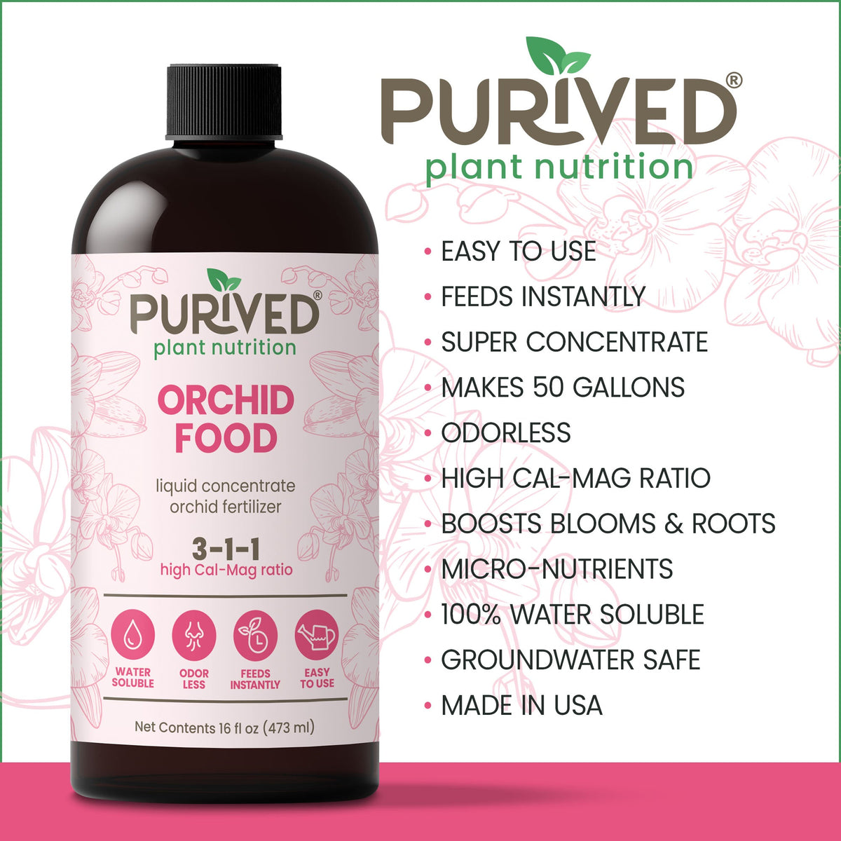 Purived Orchid Food 16oz