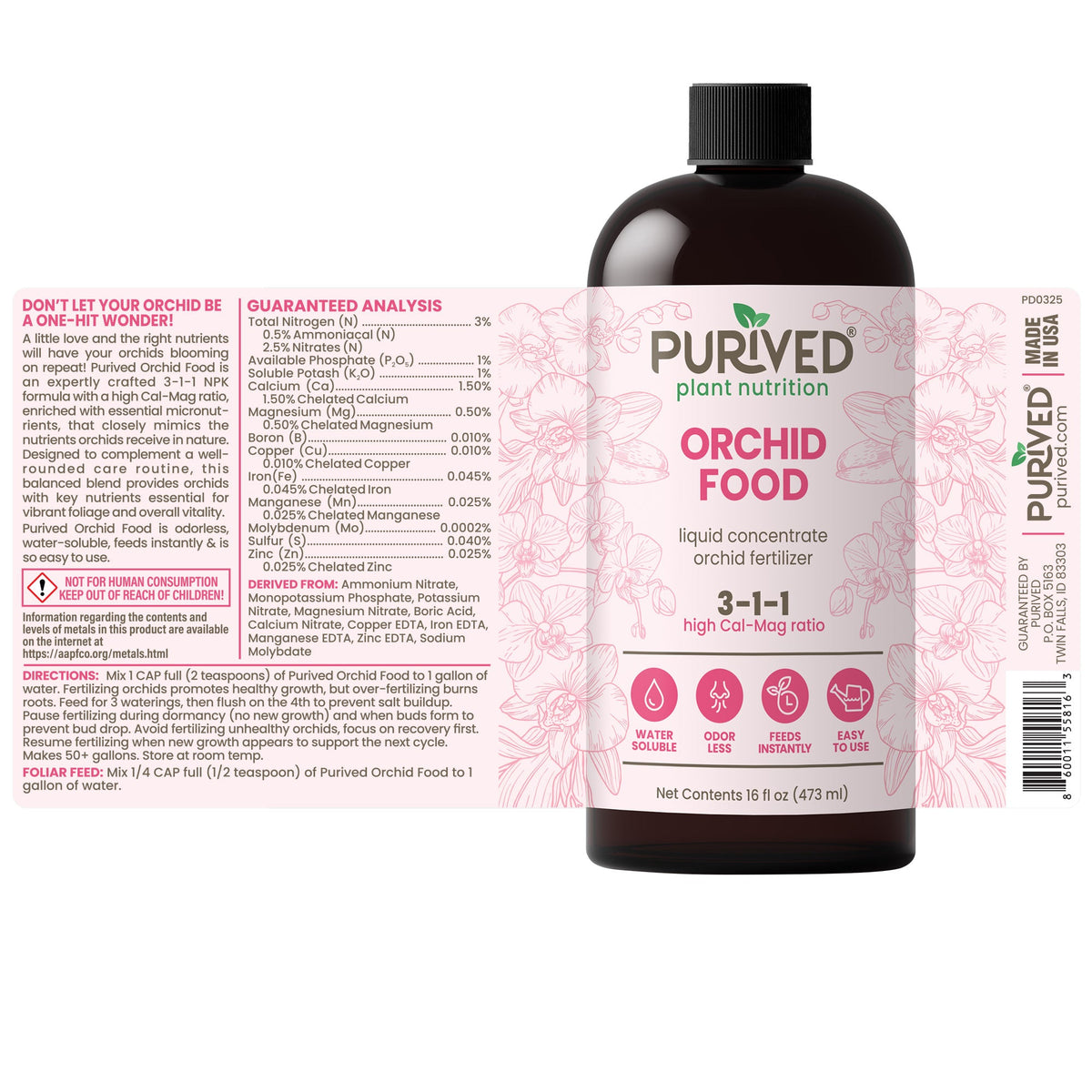 Purived Orchid Food 16oz